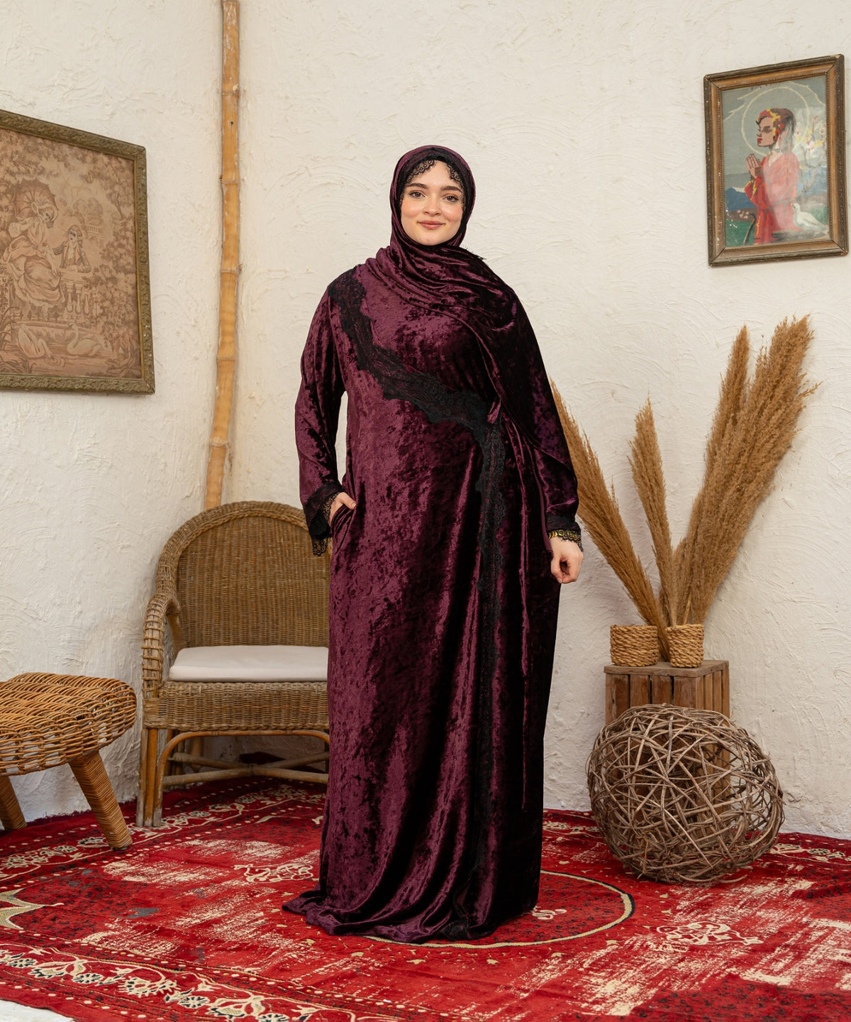 Dentelle Velvet Isdal / Mauve - اسدال قطيفة دانتيل موف