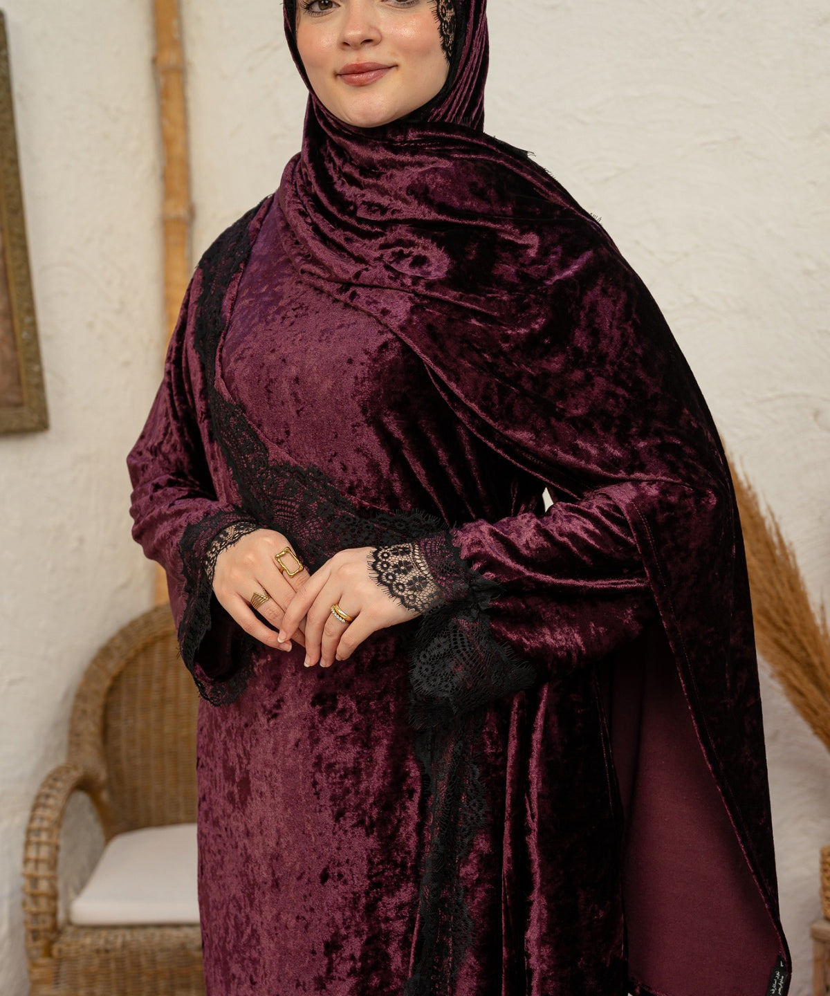 Dentelle Velvet Isdal / Mauve - اسدال قطيفة دانتيل موف