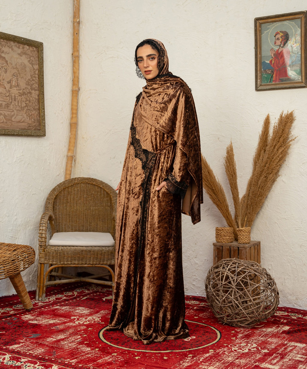 Dentelle Velvet Isdal / Cafe - اسدال قطيفة دانتيل كافيه