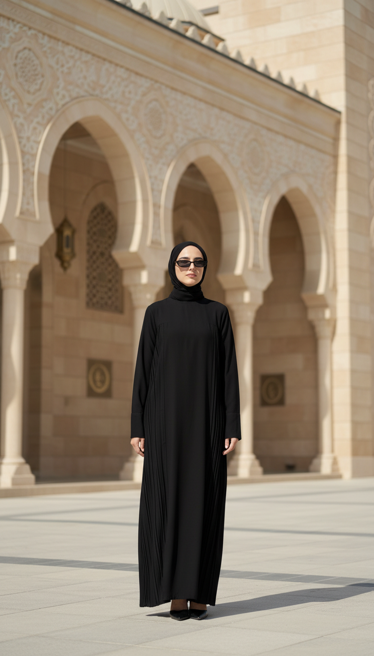 Elegant Pleated-Side Abaya